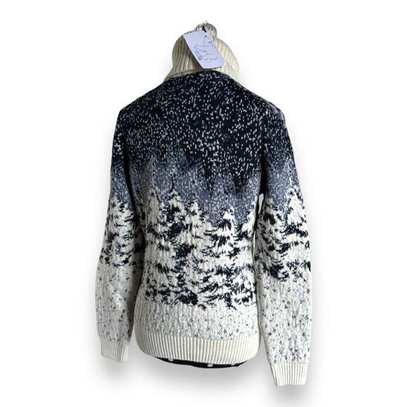 Pulltonic Womens Sweater Sz S Wolf Blue Eyes Cream Trim NEW Cashmere - Picture 3 of 9